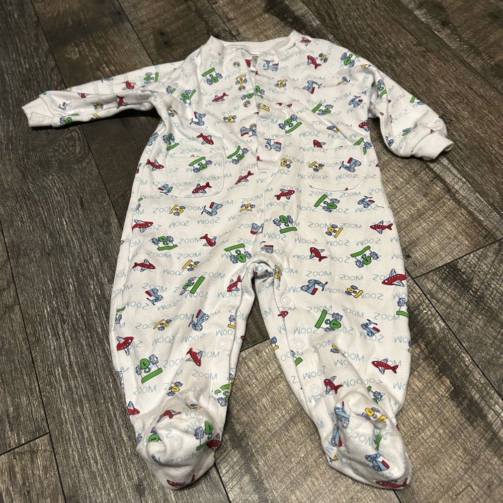 4/$20 12 month Pekkle romper outfit vehicles on it zoom